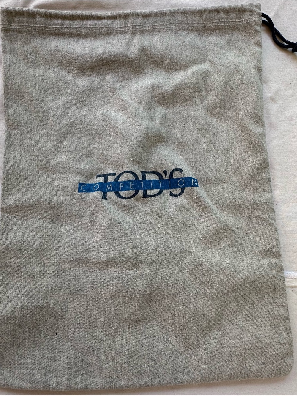 Tod's Competition Gray Drawstring Dust Bag with Blue Logo